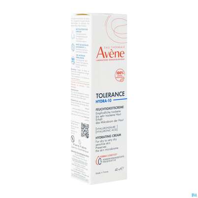 Sie sehen eine Packung Avene Tolerance/hydra-10 Creme 40ml, Produktbild: 02 Avene Tolerance/hydra-10 Creme 40ml, A-Nr.: 5675702 - 02