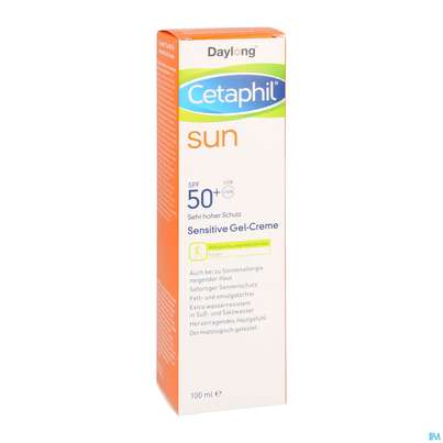 Sie sehen eine Packung Sonnenprodukte Cetaphil Sun Daylong Sensitive/gel/creme Koerper Spf50+ 100ml, Produktbild: 03 Sonnenprodukte Cetaphil Sun Daylong Sensitive/gel/creme Koerper Spf50+ 100ml, A-Nr.: 5129709 - 03