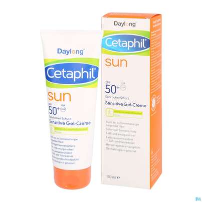 Sie sehen eine Packung Sonnenprodukte Cetaphil Sun Daylong Sensitive/gel/creme Koerper Spf50+ 100ml, Produktbild: 04 Sonnenprodukte Cetaphil Sun Daylong Sensitive/gel/creme Koerper Spf50+ 100ml, A-Nr.: 5129709 - 04