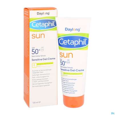 Sie sehen eine Packung Sonnenprodukte Cetaphil Sun Daylong Sensitive/gel/creme Koerper Spf50+ 100ml, Produktbild: 05 Sonnenprodukte Cetaphil Sun Daylong Sensitive/gel/creme Koerper Spf50+ 100ml, A-Nr.: 5129709 - 05