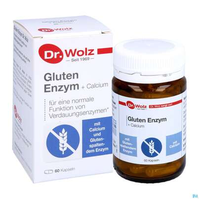 Sie sehen eine Packung Dr.wolz Gluten Enzym +calcium Kapseln 60522 60st, Produktbild: 06 Dr.wolz Gluten Enzym +calcium Kapseln 60522 60st, A-Nr.: 4828285 - 06