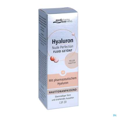 Sie sehen eine Packung Hyaluron Nude Perfection Getoentes Fluid Heller Typ Lsf20 50ml, Produktbild: 05 Hyaluron Nude Perfection Getoentes Fluid Heller Typ Lsf20 50ml, A-Nr.: 4914702 - 05