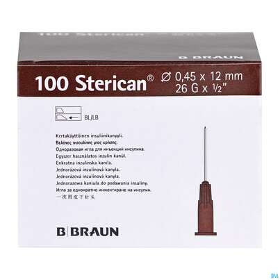 Sie sehen eine Packung Injektionsspritzen U.zubeh. Insulin/einmalkanuelen Sterican G26x 1/2 0,45x12mm 46654 100st, Produktbild: 07 Injektionsspritzen U.zubeh. Insulin/einmalkanuelen Sterican G26x 1/2 0,45x12mm 46654 100st, A-Nr.: 3048556 - 07
