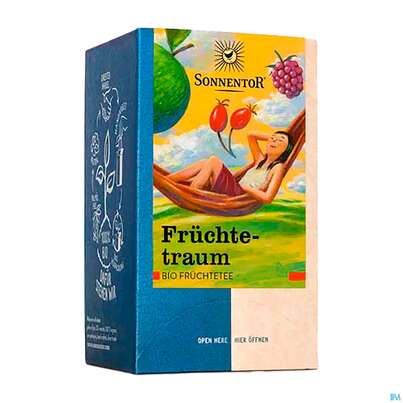 Sie sehen eine Packung Sonnentor Tee/bio Fruechtetraum 02549 18st, Produktbild: 02 Sonnentor Tee/bio Fruechtetraum 02549 18st, A-Nr.: 3574658 - 02