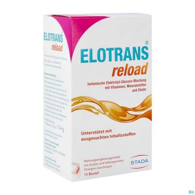 Sie sehen eine Packung Elotrans Reload Pulver Orange Beute 15st, Produktbild: 04 Elotrans Reload Pulver Orange Beute 15st, A-Nr.: 5724406 - 04