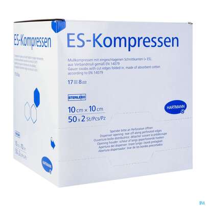 Mullkompressen-es Hartmann/steril 8fach 17faedig 10x 10cm 50x2 100st, A-Nr.: 5662450 - 02