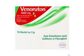 Sie sehen eine Packung Venoruton Pulver Z.herst.e.loesung Z Einnehmen 1000mg Beutel 16st, Produktbild: 01 Venoruton Pulver Z.herst.e.loesung Z Einnehmen 1000mg Beutel 16st, A-Nr.: 2439071 - 01