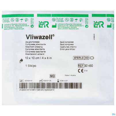 Vliwazell Saugkompresse Steril 10x 10cm 1st, A-Nr.: 0477328 - 01