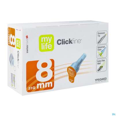 Diagnostika U.zubehoer Mylife Clickfine Pen-nadeln 31gx 8mm 100st, A-Nr.: 3943647 - 02