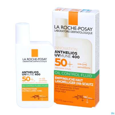 Sie sehen eine Packung Sonnenprodukte La Roche Posay Anthelios/oil Control Fluid Uvmune400 Lsf50+ 50ml, Produktbild: 06 Sonnenprodukte La Roche Posay Anthelios/oil Control Fluid Uvmune400 Lsf50+ 50ml, A-Nr.: 5696503 - 06
