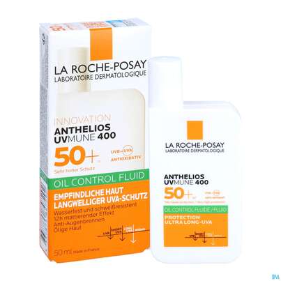 Sie sehen eine Packung Sonnenprodukte La Roche Posay Anthelios/oil Control Fluid Uvmune400 Lsf50+ 50ml, Produktbild: 07 Sonnenprodukte La Roche Posay Anthelios/oil Control Fluid Uvmune400 Lsf50+ 50ml, A-Nr.: 5696503 - 07