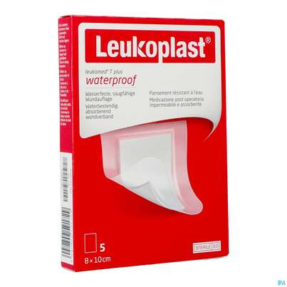 Sie sehen eine Packung Wundverband Leukomed/t Plus/leukopor Folienverband/+auflage Steril 8x10cm 5st, Produktbild: 03 Wundverband Leukomed/t Plus/leukopor Folienverband/+auflage Steril 8x10cm 5st, A-Nr.: 4746713 - 03