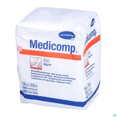 Kompressen Medicomp Vliesstoff 4fach Unsteril 7,5x 7,5cm 100st, A-Nr.: 1652035 - 04