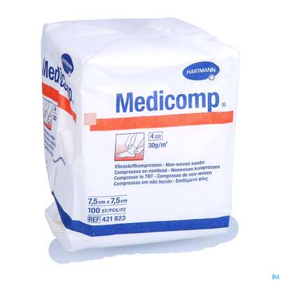 Kompressen Medicomp Vliesstoff 4fach Unsteril 7,5x 7,5cm 100st, A-Nr.: 1652035 - 05