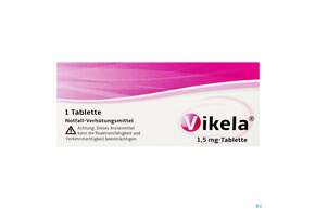 Sie sehen eine Packung Vikela Tabl 1,5mg 1st, Produktbild: 01 Vikela Tabl 1,5mg 1st, A-Nr.: 5513483 - 01